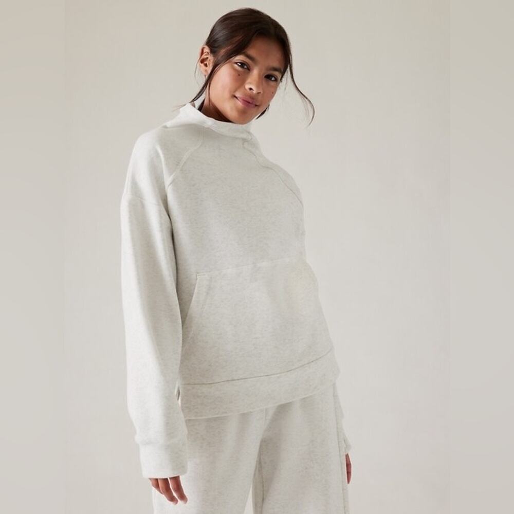 Athleta Girl Cozy Karma Sweatshirt Funnel Neck Heather Grey Size Large 12